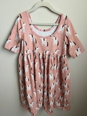 Peanut and Bumble Kids Pink Unicorn Print Dress